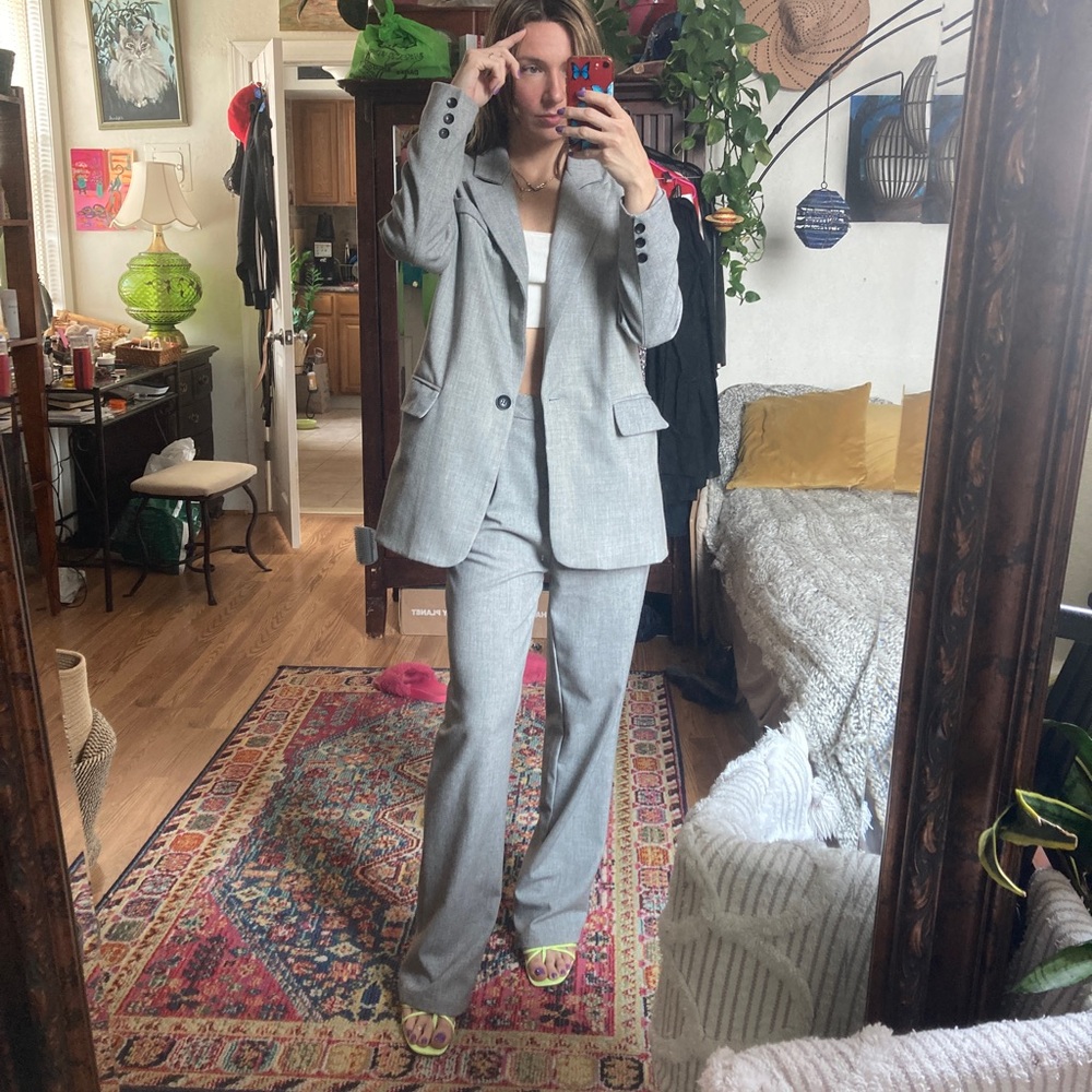 Power Suit blazer high waist trousers Nasty Gal Zara Matilda Djerf inspired